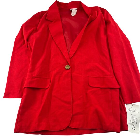 Red Kathie Lee Womens Blazer Jacket Size 12 50% Polyester 50% Rayon Vintage MWT - Picture 1 of 6